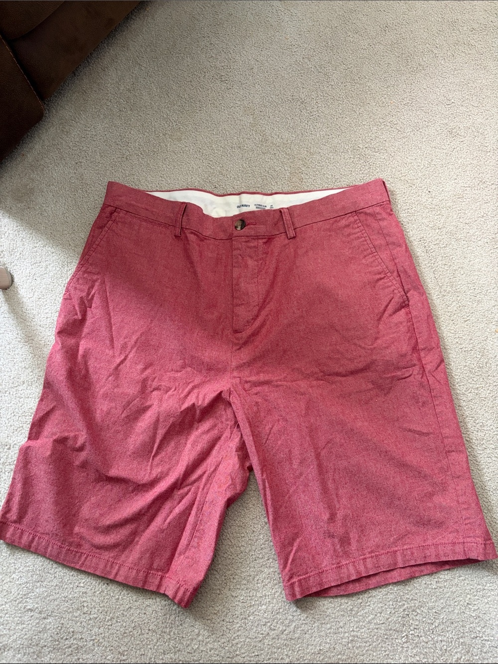 Old Navy Men's Heathered Coral-Red Flat Front Shorts
